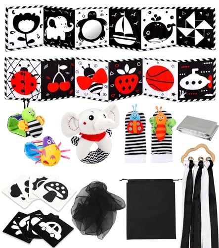 Perbabe Kontrastbuch Baby, 31 PCS Schwarz Weiß Spielzeug Baby 0 3 6 12 Monate Neugeborenen Spielzeug, Schwarz Rot Baby Stoffbuch mit Spiegeln, Kontrastkarten Baby, Baby Geschenk Perbabe Kontrastbuch Baby, 31 PCS Schwarz Weiß Spielzeug Baby 0 3 6 12 Monate Neugeborenen Spielzeug, Schwarz Rot Baby Stoffbuch mit Spiegeln, Kontrastkarten Baby, Baby Geschenk von Perbabe