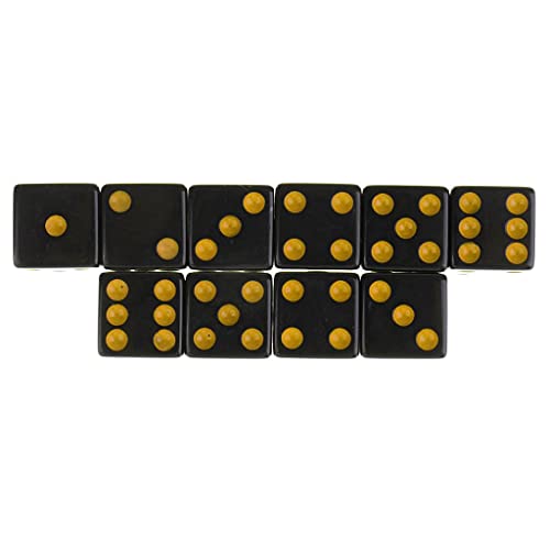 10 Sechsseitige Würfel, 4 Farben, 16 Mm, Quadratische Ecken, Requisiten für Das Pokerspiel, Mahjong, Roulette Partyzubehör, ProduktProduktqualität, Gelb Schwarz von Perfeclan