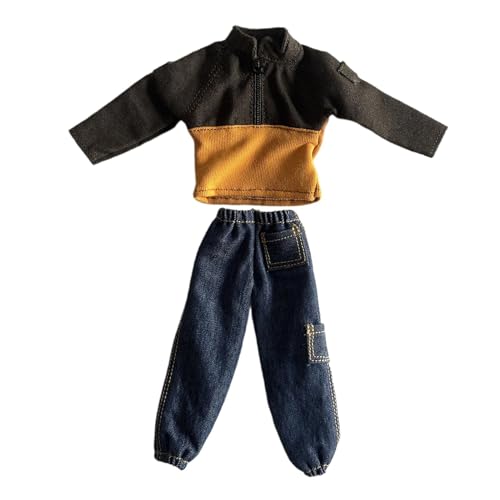 Perfeclan 1/12 Jacke und Hose, Trendiger Kleidungsanzug, modisches Retro-Kostüm für 6-Zoll-Puppen von Perfeclan
