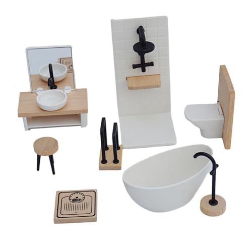 Perfeclan 1/12 Puppenhaus Badezimmer Set, Miniatur Badezimmermöbel für Kinderspielzeug von Perfeclan