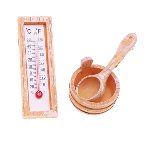 Perfeclan 1/12 Puppenhaus-Saunafass, Puppenzubehör, Holzspielzeug, DIY-Bastelarbeiten, Mini-Simulationsthermometer für Puppenhaus-Mikrolandschaft von Perfeclan