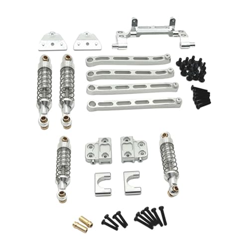 Perfeclan 1/12 RC-Auto-Ersatzteilsatz, Stoßdämpfer vorne und hinten, Metall-Upgradeteil, Metall-Stoßdämpferhalterung für RC-Fahrzeuge mit MN82S-Modifikation, Argent von Perfeclan