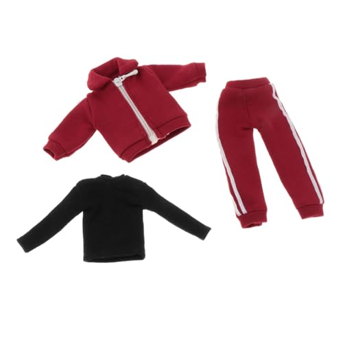 Perfeclan 1/12 männliche Actionfigur Kleidung Dreiteiliges Set Basishemd Hose Modejacke Mantel Miniatur Herrenpuppenkleidung Sportbekleidung, Rot Perfeclan 1/12 männliche Actionfigur Kleidung Dreiteiliges Set Basishemd Hose Modejacke Mantel Miniatur Herrenpuppenkleidung Sportbekleidung, Rot von Perfeclan