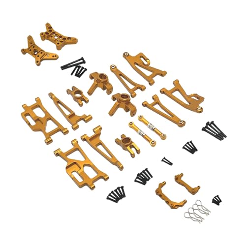 Perfeclan 1/14 RC Auto Metall Upgrade Kits Vorne Hinten Spurstange R Pins Lenkung Tassen für 14210 DIY Modifizierte RC Hobby Auto, Gold von Perfeclan