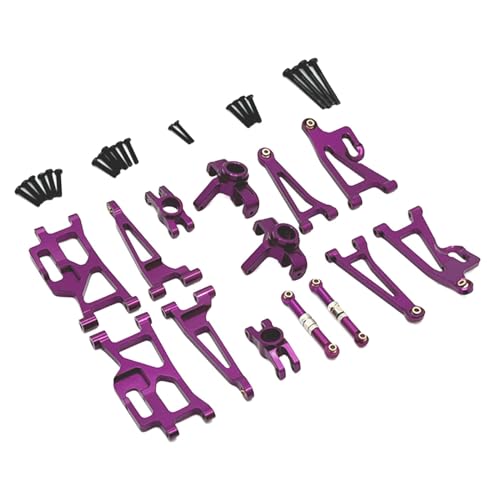 Perfeclan 1/14 RC Autos Metall Ersatzteile Stabile Vordere Lenkung Spurstange 14209 14210 RC Auto Metall Teile Upgrade Zubehör RC Auto Modell, violett von Perfeclan