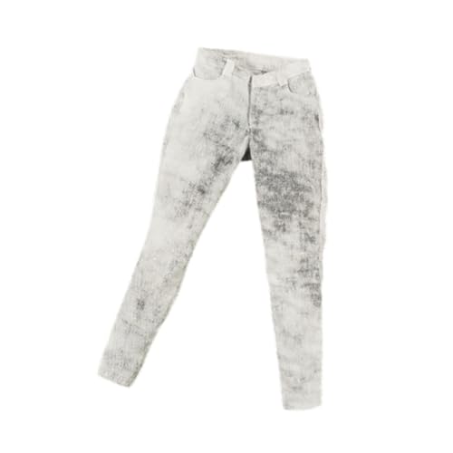 Perfeclan 1/6 Arbeitshose für Frauen Finden komfortable lässige Accessoire Leichte Requisiten weiche Trendige Miniaturhosen Puppenmodell Kleidung, Weiß Schwarz von Perfeclan