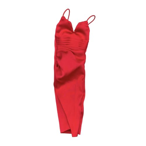 Perfeclan 1/6 Damenkleidung, Abendkleid, MIDI-Kleid, Puppen-Outfit, ärmellos, einfarbig, Sammlermode für 12-Zoll-Actionfigur, Dunkelrot von Perfeclan