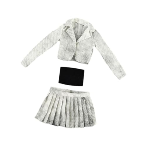Perfeclan 1/6 Kurze Jacke, und Tube -Top Set für die Aktion Figur tragbarer Trendiger Anziehen Leichter Puppenmodellkleidung, Weiß Schwarz von Perfeclan