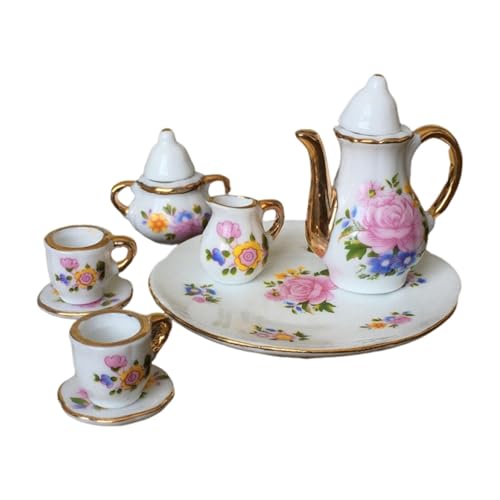 Perfeclan 1/6 Mini-Teetassen-Set aus Porzellan für Puppenhäuser, Teekanne, Teller, leicht, für Esszimmer im Puppenhaus, Elegante, realistische Perfeclan 1/6 Mini-Teetassen-Set aus Porzellan für Puppenhäuser, Teekanne, Teller, leicht, für Esszimmer im Puppenhaus, Elegante, realistische von Perfeclan