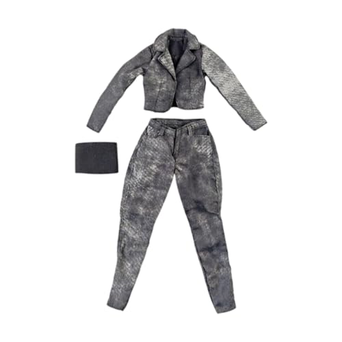 Perfeclan 1/6 -Skala Kurzjacke, Arbeitshose und Röhrchen -Top Set für Casual Trendy DIY Outfits Aussehen weiche Puppenkleidung Mini Kleidung, Schwarzgrau Perfeclan 1/6 -Skala Kurzjacke, Arbeitshose und Röhrchen -Top Set für Casual Trendy DIY Outfits Aussehen weiche Puppenkleidung Mini Kleidung, Schwarzgrau von Perfeclan