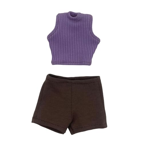 Perfeclan 1/6 Tanktop mit Sommershorts, lässiges Oberteil, Cosplay, Basic-Crop-Outfit, Mini-Sommertops für 12-Zoll-Actionfiguren, Zubehör, Braun von Perfeclan