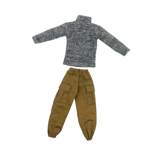 Perfeclan 1: 6 männliche Freizeitkleidung Outfits Accessoire Stilvolle Kleidung Rollkragenpullover Pullover und Frachthosen für 12 '' Figur Party Requisiten DIY, Grau von Perfeclan
