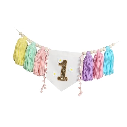 Perfeclan 1. Geburtstag Hochstuhl Banner Wanddekoration Feier Deko Mädchen Hängeornament, Kinderzimmer Foto Requisiten Party Dekoration, Style C von Perfeclan