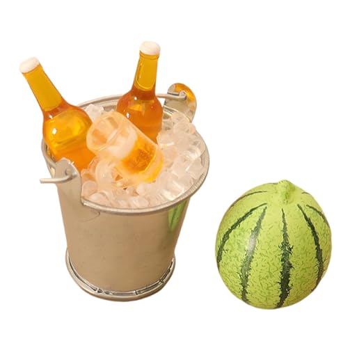 Perfeclan 1:12 Bierflaschen-Set, Modell, Getränkekühleimer, Spielzeug, Kunstharz, Rollenspiel, Getränkedekoration für Miniatur-Szenenlayout, mit Wassermelone Perfeclan 1:12 Bierflaschen-Set, Modell, Getränkekühleimer, Spielzeug, Kunstharz, Rollenspiel, Getränkedekoration für Miniatur-Szenenlayout, mit Wassermelone von Perfeclan