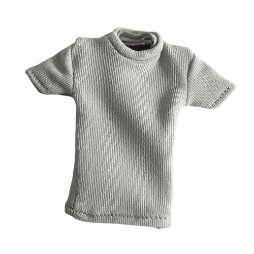 Perfeclan 1:12 T-Shirt Miniatur-Kleidung Kurzarm 1/12 Zubehör für 6-Zoll-Anziehpuppenmodellfiguren Körperzubehör, GRAU von Perfeclan