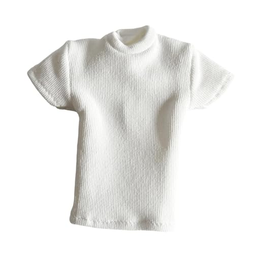 Perfeclan 1:12 T-Shirt Miniatur-Kleidung Kurzarm 1/12 Zubehör für 6-Zoll-Anziehpuppenmodellfiguren Körperzubehör, Weiss von Perfeclan