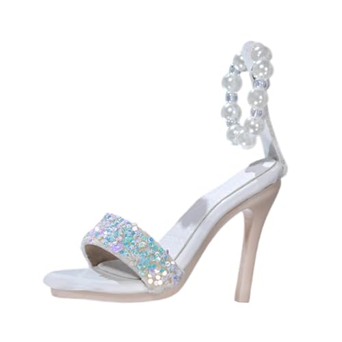 Perfeclan 1:4 Puppenschuhe Damen High Heels Sandalen, Mode, Mini Puppenkostüm für weibliche Actionfigur, Weiß Perfeclan 1:4 Puppenschuhe Damen High Heels Sandalen, Mode, Mini Puppenkostüm für weibliche Actionfigur, Weiß von Perfeclan