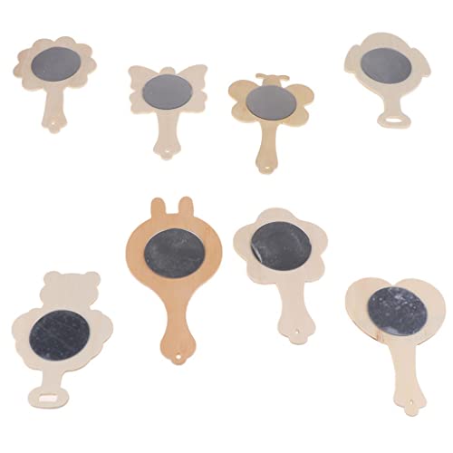 Perfeclan 10/8pcs Leerer Unfertiger Holzspiegel für Kinder DIY, Holz Set, 8 Stück von Perfeclan