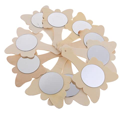 Perfeclan 10/8pcs Leerer Unfertiger Holzspiegel für Kinder DIY, Schmetterling, 10 stück von Perfeclan