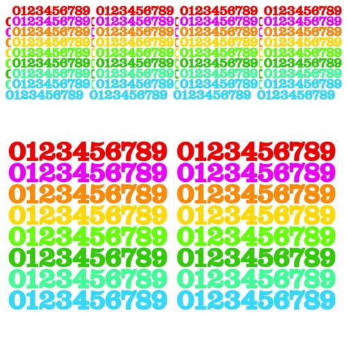 Perfeclan 10 Blätterbezeichnungsnummer Aufkleber wasserdichte Kratzfeste Multi-Gebrauch-Sticky-Etiketten-Nummer für Inventar Scrapbooking, Mehrfarbig von Perfeclan