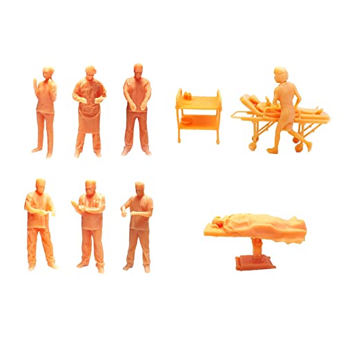 Perfeclan 10 Stück Arzt Miniaturen 1/87 Harz Ornament Krankenschwester schieben Notbett Landschaft Landschaftslayout Chirurgie Patient kleine von Perfeclan