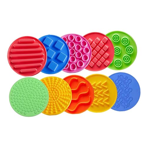 Perfeclan 10 Stück Sensory Discs Mat Sensory Pads Taktile Pads Kleine Sensory Circles Sensory Silikonmatten für Jungen Mädchen Aktives Spielen von Perfeclan
