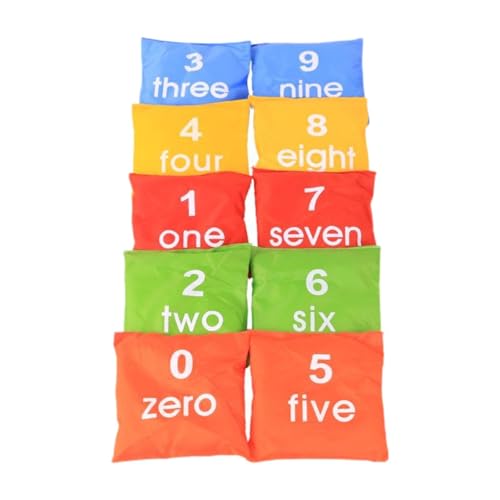 Perfeclan 10 Teile Nummer Sitzsäcke werfen Tasche 12x12cm Lernkornlochspiel Kognitiver Sandsack für Party Vorschulkindergarten von Perfeclan