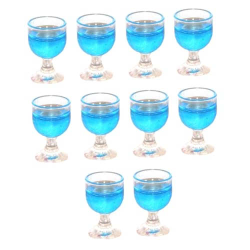 Perfeclan 10 x Puppenhaus-Trinkwasserbecher, Modell 1/12, Miniatur-Weinglas, Landschaftszubehör, Puppenhaus-Küchenzubehör, Ornamente, Blau von Perfeclan