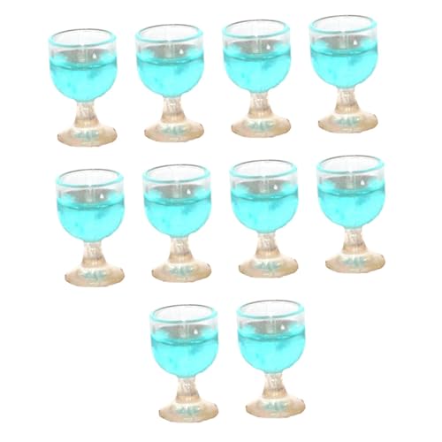Perfeclan 10 x Puppenhaus-Trinkwasserbecher, Modell 1/12, Miniatur-Weinglas, Landschaftszubehör, Puppenhaus-Küchenzubehör, Ornamente, Hellblau von Perfeclan