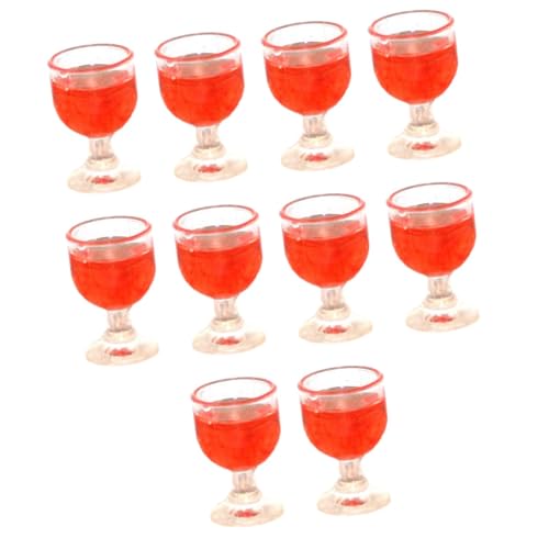 Perfeclan 10 x Puppenhaus-Trinkwasserbecher, Modell 1/12, Miniatur-Weinglas, Landschaftszubehör, Puppenhaus-Küchenzubehör, Ornamente, Rot von Perfeclan