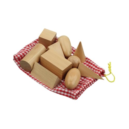 Perfeclan 10pcs Geometrische Feststoffe Holzformen Bildungsgeometrie Manipulative Musterblöcke für Lehrerversorgungen im Alter von 3 bis 6 Kindern von Perfeclan