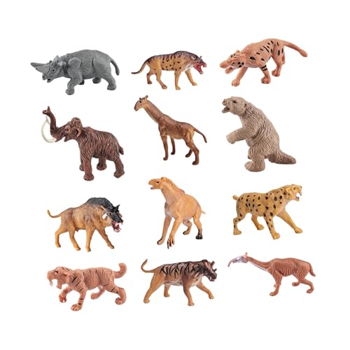 Perfeclan 12 Stück prähistorisches Tiermodell, primitives Männermodell, Spielzeug, Desktop-Dekoration, realistische antike Tierfiguren für Spiele, Stil c von Perfeclan
