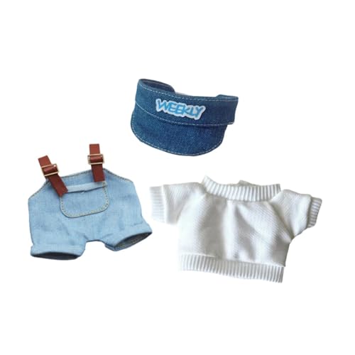 Perfeclan 15 cm Doll Kleidung Doll Outifits Cartoon Photo Requisiten Doll Overalls und Hat Girl Puppenkleidung für angehängte Puppenkinder, Style C von Perfeclan