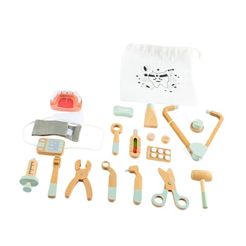 Perfeclan 17 Stücke Kinder Arzt Spielzeugset tun Spiele Doktor Set Interactive Toy Medical Kit Kinder Arzttasche für Kleinkinder im Alter von 3 4 5, GrÜn von Perfeclan