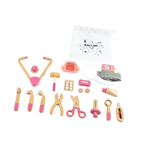 Perfeclan 17 Stücke Kinder Arzt Spielzeugset tun Spiele Doktor Set Interactive Toy Medical Kit Kinder Arzttasche für Kleinkinder im Alter von 3 4 5, Rosa von Perfeclan