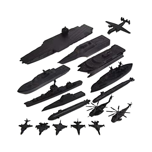 Perfeclan 17 Stücke Marineschiff Bausteine Schiffsmodell Spielzeug Kit mit Armee Hubschrauber, Schwarz von Perfeclan