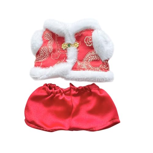Perfeclan 17 cm Plüsch-Puppenkleidung, Puppen-Outfit, Tang-Anzug, weiche Anzieh-Cosplay-Mode, chinesisches Neujahrskostüm, Stofftier-Kleidung, Anzug mit Goldenen Knöpfen Perfeclan 17 cm Plüsch-Puppenkleidung, Puppen-Outfit, Tang-Anzug, weiche Anzieh-Cosplay-Mode, chinesisches Neujahrskostüm, Stofftier-Kleidung, Anzug mit Goldenen Knöpfen von Perfeclan