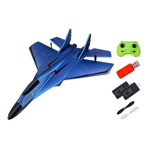 Perfeclan 2 Kanäle RC -Flugzeugfernbedienung Flugzeug Anti -Fallen mit Leichter Fernbedienungschaum Flugzeug RC Segelflugzeug für Jungen Geschenk, 2 Blau von Perfeclan
