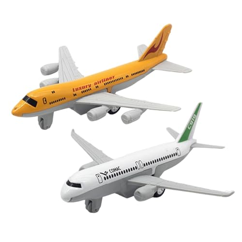 Perfeclan 2 Stück Flugzeugmodell-Ornament, realistische Desktop-Anzeige, Kinderspielzeug, Flugzeug, Spielzeugflugzeug, Bürodekor, Regale, Gelb Weiss von Perfeclan