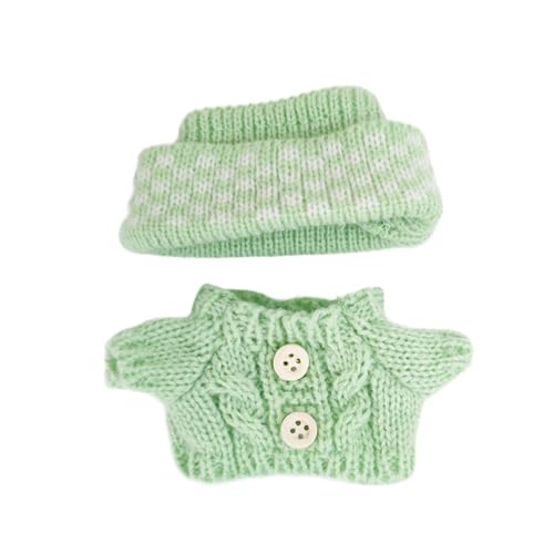 Perfeclan 2 Stück Plüschpuppenpullover und Kopfbedeckungen, Mädchenpuppenkleidung, bequemes Cartoon-Outfit zum Anziehen für 15 cm – 17 cm große Anhängerpuppen, GrÜn Perfeclan 2 Stück Plüschpuppenpullover und Kopfbedeckungen, Mädchenpuppenkleidung, bequemes Cartoon-Outfit zum Anziehen für 15 cm – 17 cm große Anhängerpuppen, GrÜn von Perfeclan
