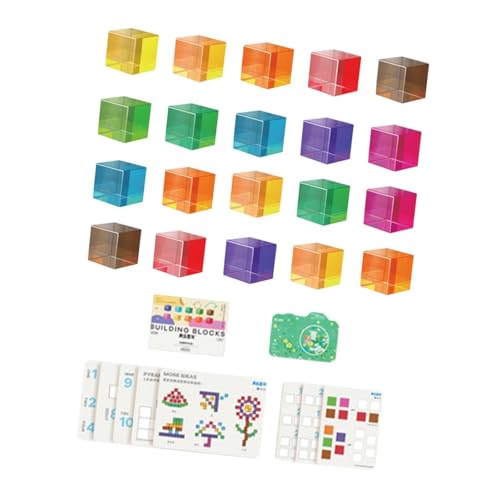 Perfeclan 20x Regenbogen Acrylblöcke, Stapelwürfel, Tischspielzeug, Farbe, Licht, Schatten, Spielzeug, Farbe, Kognitive Bausteine, Set für Jungen Und Mädchen von Perfeclan