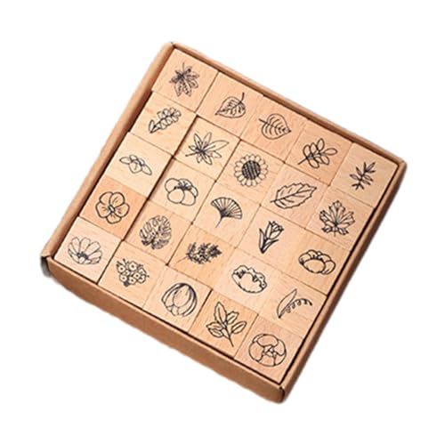 Perfeclan 25 Stück Holzstempel, Holzstempel mit Aufbewahrungsbox, DIY-Tagebuch-Stempelset für Scrapbooking-Zubehör, Happy Planner-Tagebücher, Pflanzen Perfeclan 25 Stück Holzstempel, Holzstempel mit Aufbewahrungsbox, DIY-Tagebuch-Stempelset für Scrapbooking-Zubehör, Happy Planner-Tagebücher, Pflanzen von Perfeclan