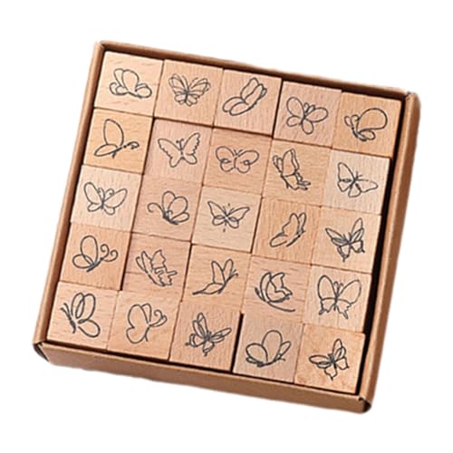 Perfeclan 25 Stück Holzstempel, Holzstempel mit Aufbewahrungsbox, DIY-Tagebuch-Stempelset für Scrapbooking-Zubehör, Happy Planner-Tagebücher, Schmetterling Perfeclan 25 Stück Holzstempel, Holzstempel mit Aufbewahrungsbox, DIY-Tagebuch-Stempelset für Scrapbooking-Zubehör, Happy Planner-Tagebücher, Schmetterling von Perfeclan