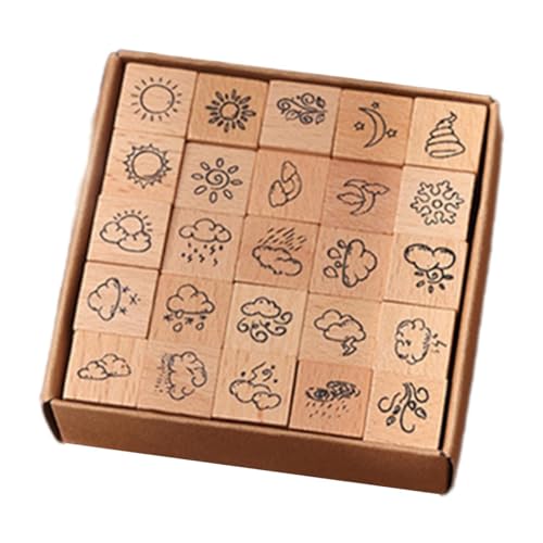 Perfeclan 25 Stück Holzstempel, Holzstempel mit Aufbewahrungsbox, DIY-Tagebuch-Stempelset für Scrapbooking-Zubehör, Happy Planner-Tagebücher, Wetter Perfeclan 25 Stück Holzstempel, Holzstempel mit Aufbewahrungsbox, DIY-Tagebuch-Stempelset für Scrapbooking-Zubehör, Happy Planner-Tagebücher, Wetter von Perfeclan