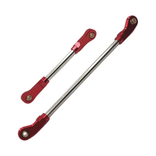 Perfeclan 2X 1/10 Lenkung Servo Link Einstellbar ersetzt DIY Stabile Upgrade Teil Aluminiumlegierung Lenkstange für 104026 104006 RC -Auto, Rot von Perfeclan