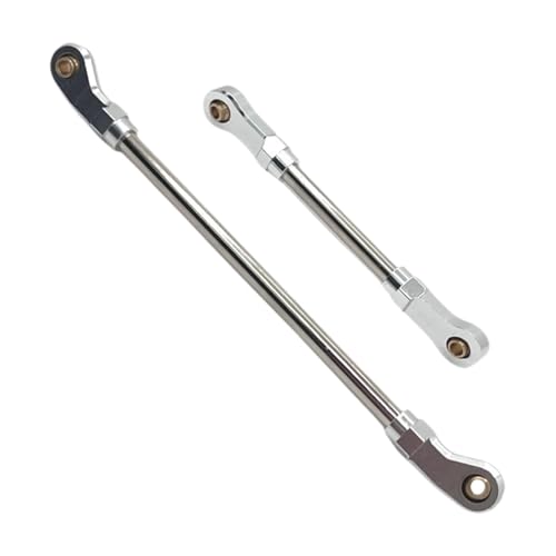 Perfeclan 2X 1/10 Lenkung Servo Link Einstellbar ersetzt DIY Stabile Upgrade Teil Aluminiumlegierung Lenkstange für 104026 104006 RC -Auto, Silber von Perfeclan