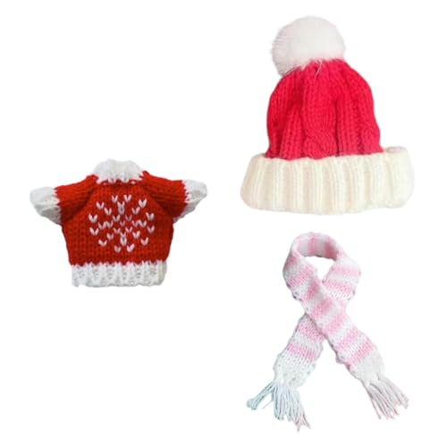 Perfeclan 3 Stück süße Puppenpullover und Mütze, Schal, Kostümzubehör für 17 cm große Mädchenpuppen, Jungenpuppen, Kindergeschenke, Weiß Rot Perfeclan 3 Stück süße Puppenpullover und Mütze, Schal, Kostümzubehör für 17 cm große Mädchenpuppen, Jungenpuppen, Kindergeschenke, Weiß Rot von Perfeclan