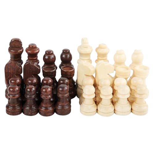 Perfeclan 32 Stück Holzschachfiguren, Schachspielfiguren, Figurenfiguren für Damespiel, Schachbrett, Anfänger, Kinder, Erwachsene, m von Perfeclan