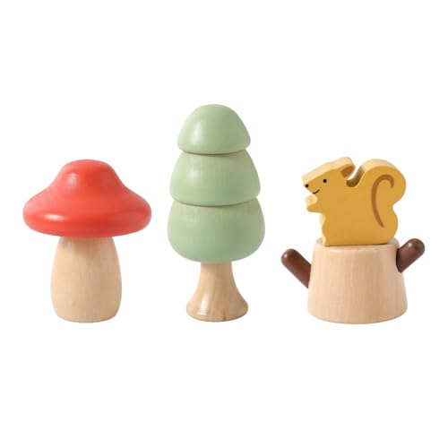 Perfeclan 3X Pädagogisches Spielzeug Schraube Spielset Vorschule Interaktives Lernen Realistische Pilz Baum Eichhörnchen Stumpf Form von Perfeclan