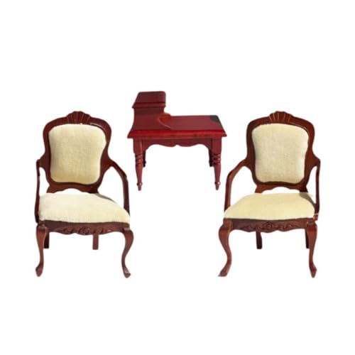 Perfeclan 3pcs 1: 12 Miniaturpuppenhaus Sessel Endtisch Mini Möbel Ornamente vielseitiges Zubehör Miniatur Wohnzimmer Set von Perfeclan